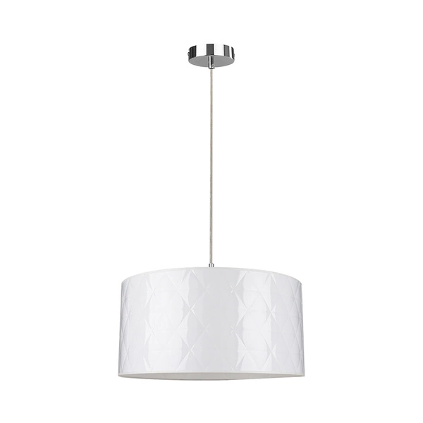 Lampa wisząca Maxima 1xE27 Max.60W Chromowany metal/Przezroczysty kabel PVC/Abażur z białej tkaniny 1761028