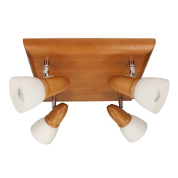 Julietta Ceiling Lamp 4xE14 Max.40W Kirsch Beech Wood/Chrome Metal/White Glass