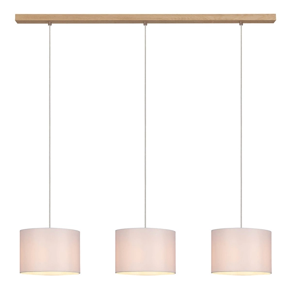Dove Pendant Lamp 3xE27 Max.40W Oiled Oak/Transparent PVC Cable/White Fabric Shade 16380374