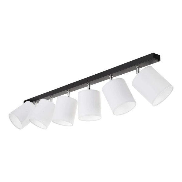 Aprillia Ceiling Lamp 6xE27 Max.25W Black Metal/Chrome Metal/White Fabric Shade 56744604