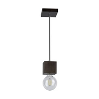 Kwadratowa lampa wisząca Trongo 1xE27 maks. 60W drewno bukowe orzechowe/kabel z czarnej tkaniny 7169176