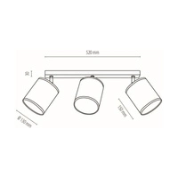 Lampa Sufitowa Nevoa 3xE27 Max.25W Czarny Metal/Chromowany Metal/Czarny Klosz Tkaniny 56795304