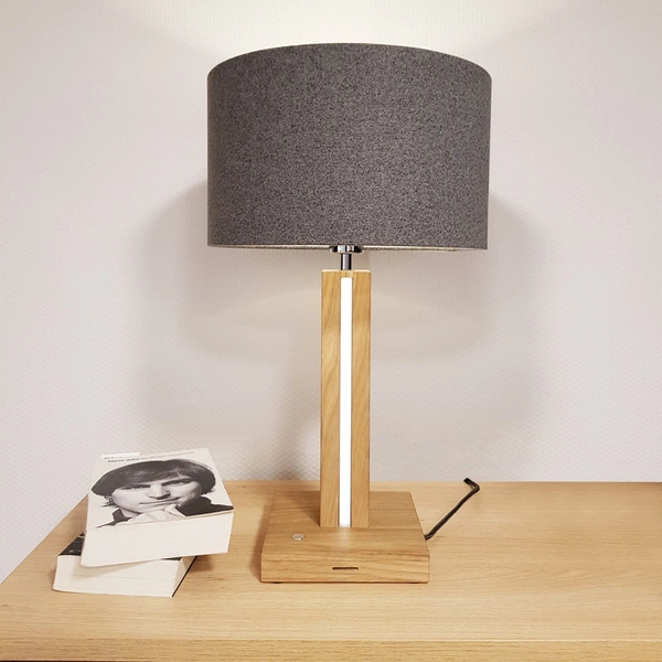 Asseto Table Lamp 1xE27 Max.25W, 2xLED 24V Integrated 10.5W Oiled Oak/Anthracite/Grey/Touch Dimmer 7572174