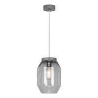 Vaso Lampa Wisząca 1xE27 Max.60W Sosna Bejcowana Szara/Transparentny PVC/Szkło Dymione 169120157