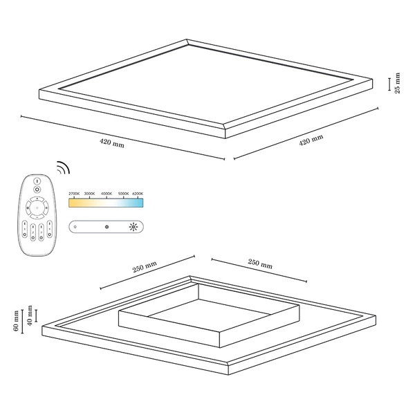 Vivica Square Lampa Sufitowa 1xLED Zintegrowany 32W Dąb Olejowany/Biały/Pilot 2088515