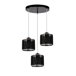 Anina Pendant Lamp 3xE14 Max.25W Black Metal/Transparent PVC Cable/Black-Chrome Shade