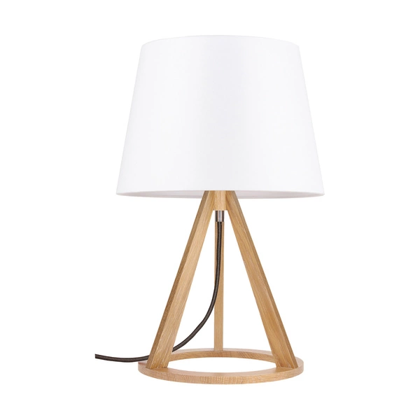 Konan Table Lamp 1xE27 Max.25W Oiled Oak/Anthracite Fabric Cable/White Fabric Shade 6511174