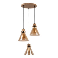 Lampa Wisząca Serena 3xE27 Max.60W Dąb Olejowany/Czarny Kabel PCV/Szkło Brązowe 9743374