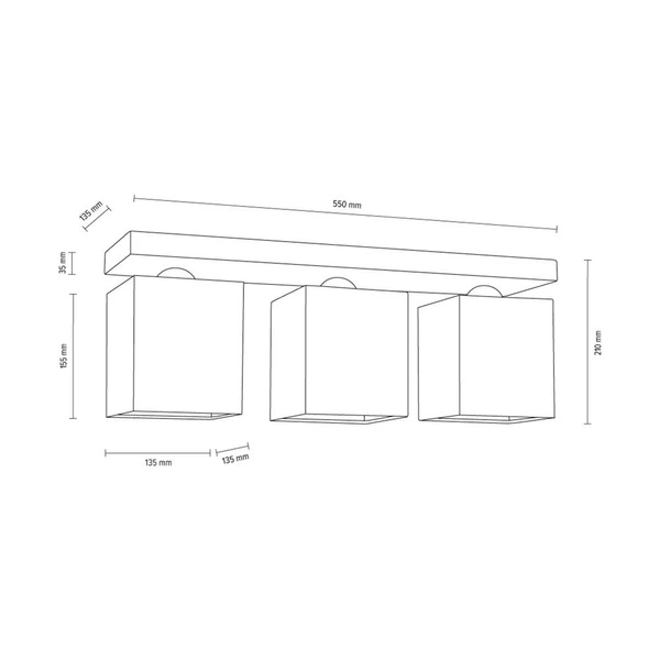 Great Ceiling Lamp 3xE27 Max.25W Gray Concrete/White Fabric Shade 2241336