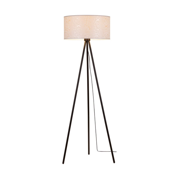 Mateo Floor Lamp 1xE27 Max.40W Black Metal/Black PVC Cable/Beige Wallpaper 87813104