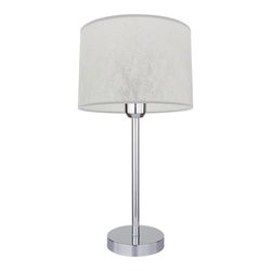 Prata Table Lamp 1xE27 Max.40W Chrome Metal/Transparent PVC Cable/Silver Fabric Shade