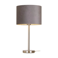 Lampa Stołowa Scarlett 1xE27 Maks. 40W Metal Satynowy/Przezroczysty Kabel PCV/Szary Aksamitny Klosz 7752027