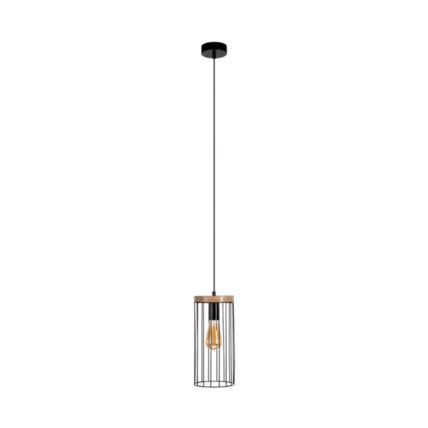 Timeo Pendant Lamp 1xE27 Max.60W Black/Oiled Oak/Black 19619104