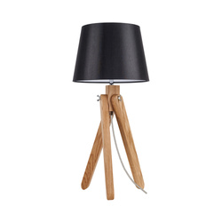 Rune Table Lamp 1xE27 Max.40W Oiled Oak/Transparent PVC Cable/Black Fabric Shade