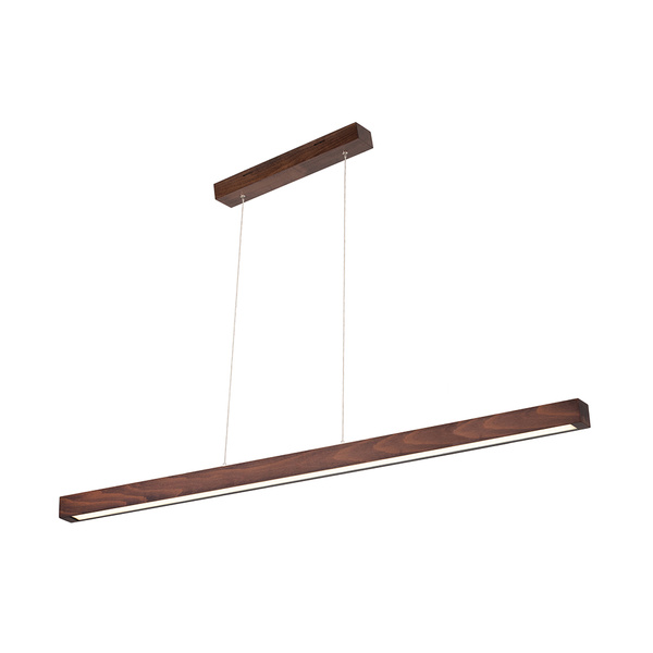 Smal Single Pendant Lamp 2xLED 24V Integrated 2722lm 3000K 34,5W Walnut Beech Wood/Transparent PVC Cable with Touch Dimmer