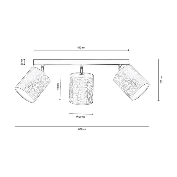 Mateo Ceiling Lamp 3xE27 Max.25W Black Metal/Beige Wallpaper 87800304