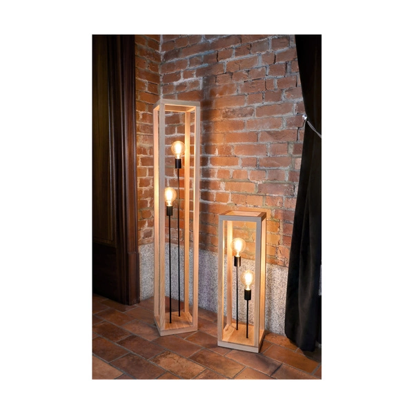 Kago Floor Lamp 2xE27 Max.60W Oiled Oak/Black Metal/Black Fabric Cable 51514274