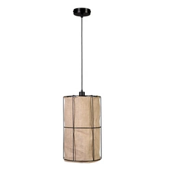 Marinero Pendant Lamp 1xE27 Max.15W LED Black Metal/Black Fabric Cable/Beige Linen Shade 184119104