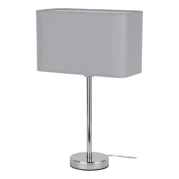 Cadre Table Lamp 1xE27 Max.25W Chrome Metal/Transparent PVC Cable/Gray Fabric Cable