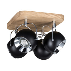 Ball Wood Ceiling Lamp Incl. 4xLED GU10 5W Oiled Oak/Black