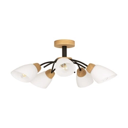 Viletta Wood Ceiling Lamp 5xE27 Max.60W Oiled Oak/Black Metal/White Glass 8152574