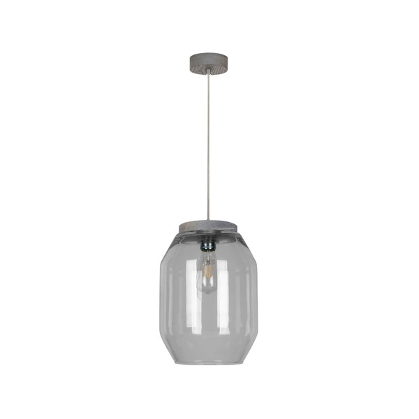 Vaso Pendant Lamp 1xE27 Max.60W Stained Pine Gray/Transparent PVC Cable/Smoked Glass 169020157