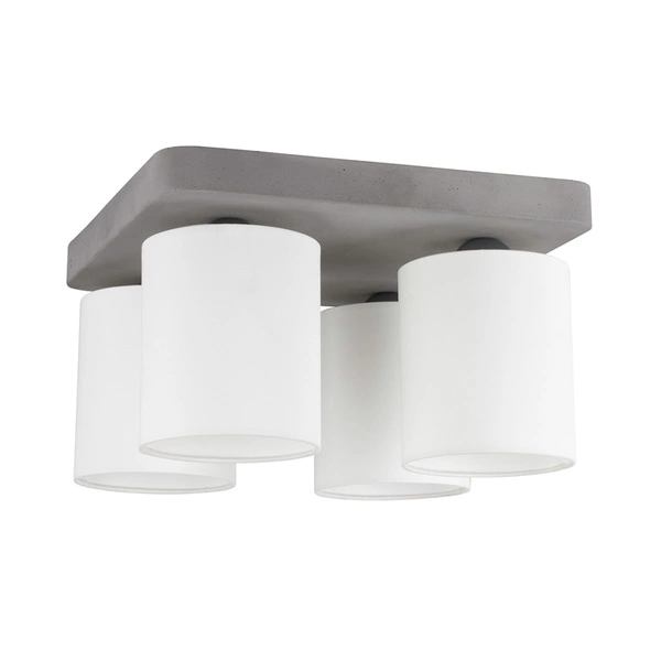 Delikatna lampa sufitowa 4xE27 maks. 25W szary beton/biały klosz z tkaniny 2321436