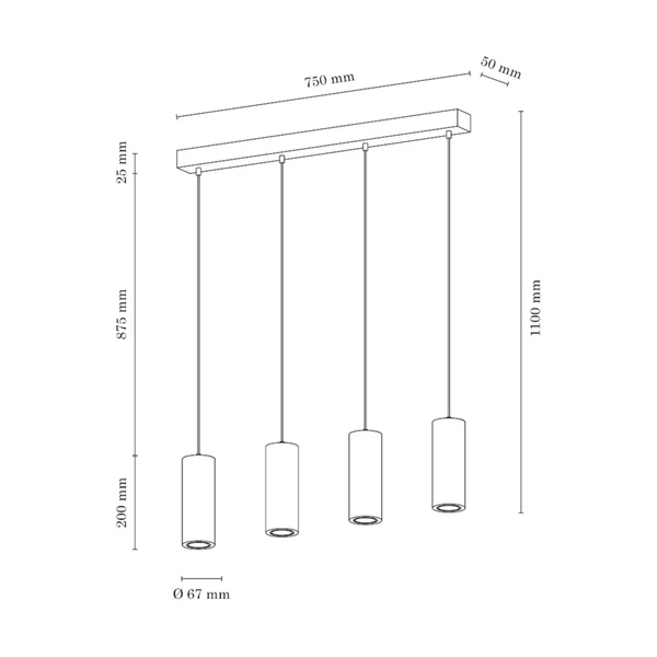 Pipe Pendant Lamp Incl. 4xGU10 LED 5W Walnut Beech Wood/Black Fabric Cable 1559476