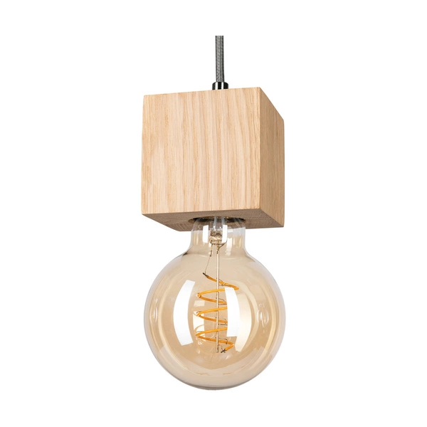 Trongo Square Pendant Lamp 3xE27 Max.60W Oiled Oak/Anthracite Fabric Cable 7161374L