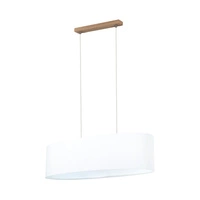 Dove Pendant Lamp 2xE27 Max.40W Oiled Oak/Transparent PVC Cable/White Fabric Shade 17380274