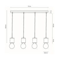 Cesar Pendant Lamp 4xE27 60W Oiled Oak/Black/Grey 1899474