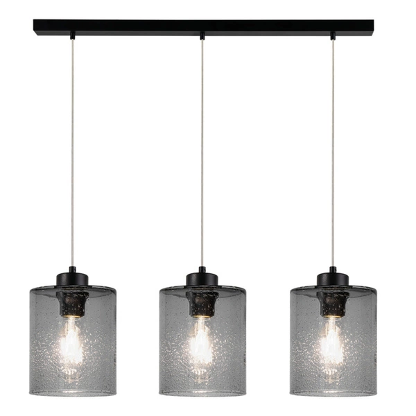 Zefir Pendant Lamp 3xE27 Max.60W Black Metal/Transparent PVC Cable/Smoked Glass 111870304
