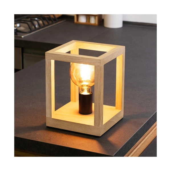 Lampa stołowa Kago 1xE27 Max.60W Dąb olejowany/Czarny metal/Czarny kabel z tkaniny 7154174