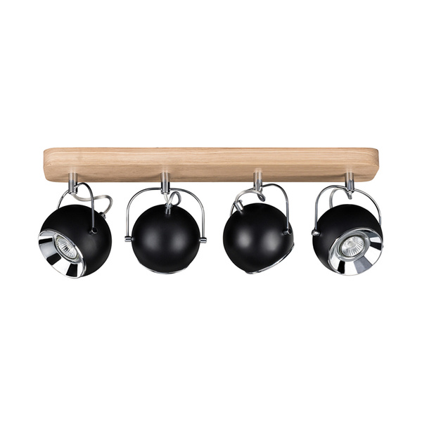 Ball Wood Ceiling Lamp Incl. 4xLED GU10 5W Oiled Oak/Black