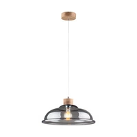Molde Pendant Lamp 1xE27 Max.60W Oiled Oak/Transparent PVC Cable/Smoked Glass 9883074