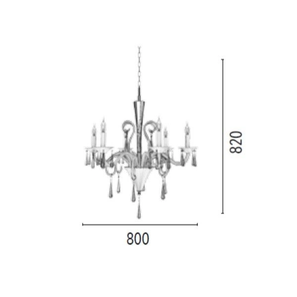 Rosano Chandelier 6xE14 Max.40W White/Transparent/Chrome 5193602