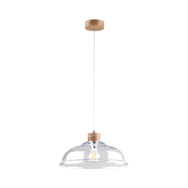 Molde Pendant Lamp 1xE27 Max.60W Oiled Oak/Transparent PVC Cable/Transparent Glass 9882074