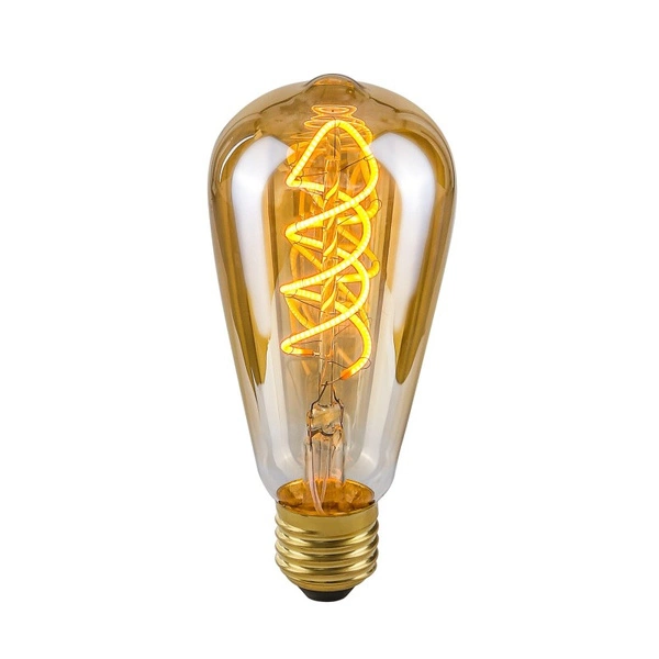 ,Żarówka dekoracyjna LED,, E27,, Spiral Amber LDS-ST64-SA ST64,, 4W,, 2200K,, 90lm,