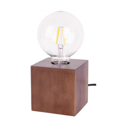 Trongo Square Table Lamp 1xE27 Max.25W Walnut Beech Wood/Black PVC Cable