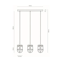 Lampa Wisząca Netuno 3xE27 Max.15W LED Witrażowa Sosna Szara/Czarny Metal/Czarny Kabel PCV/Srebrny Metal 1871759357
