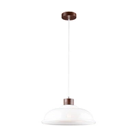 Molde Pendant Lamp 1xE27 Max.60W Walnut Beech Wood/Transparent PVC Cable/White Glass 9884076