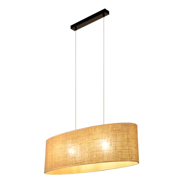 Jute Hanging Lamp 2xE27 Max.40W Black/Transparent/PVC/Beige 17910204
