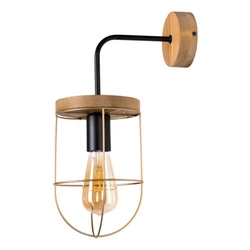 Netuno Wall Lamp 1xE27 Max.25W Stained Pine Brown/Black Metal/Gold Metal 9201517104