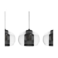 Lampa wisząca Cordia 3xE14 Max.9W Czarny metal/Przezroczysty kabel PVC/Czarny klosz z tkaniny/Szkło przezroczyste 1192304A1028