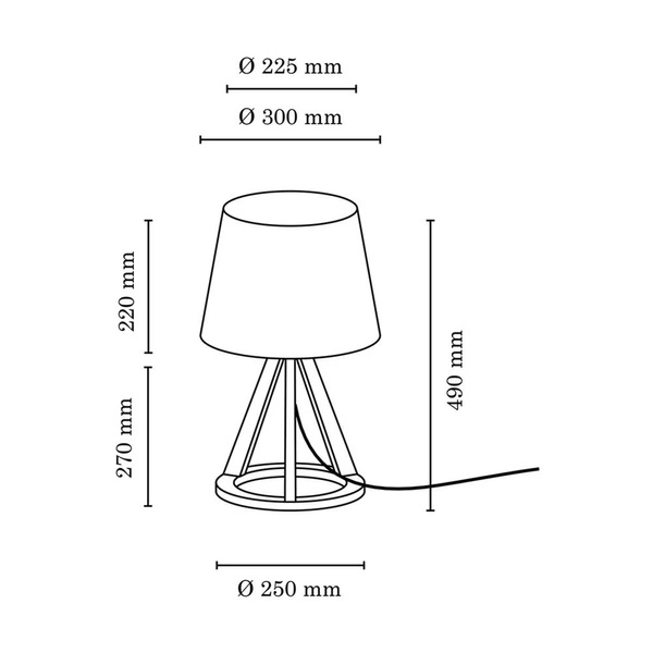 Konan Table Lamp 1xE27 Max.25W Oiled Oak/Anthracite Fabric Cable/Anthracite Fabric Shade 6514174