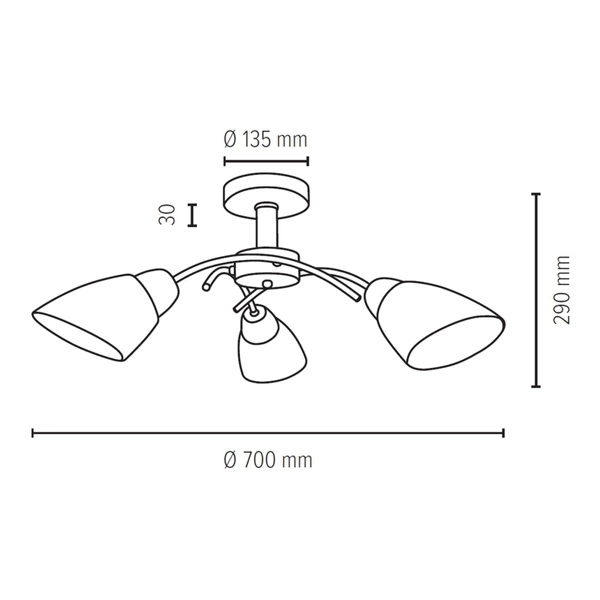 Viletta Wood Lampa Sufitowa 3xE27 Max.60W Dąb Olejowany/Chrom/Biały 8141374