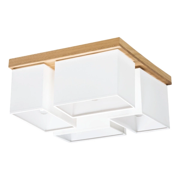 Paloma Ceiling Lamp 4xE27 Max.25W Oiled Oak/White Fabric Shade 2452474