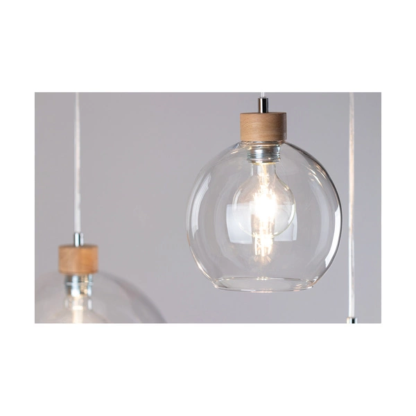 Laguna Wood Pendant Lamp 1xE27 Max.60W Oiled Oak/Transparent PVC Cable/Transparent Glass 18710174