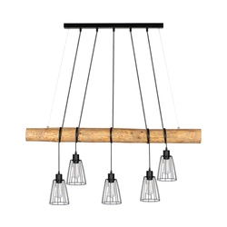 Trabo Long Pendant Lamp 5xE27 Max.60W Stained Pine/Black 69204504