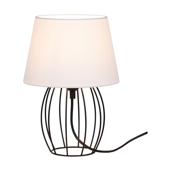 Merano Table Lamp 1xE27 Max.25W Black Metal/Black PVC Cable/White Fabric Shade 7566104